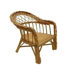 Vintage rattan wicker mini chair plant stand decor